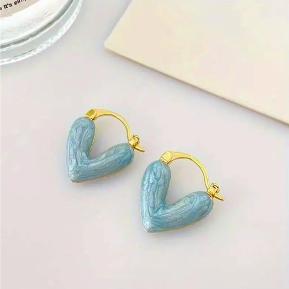 Jewelry - Blue Heart-shaped Earrings